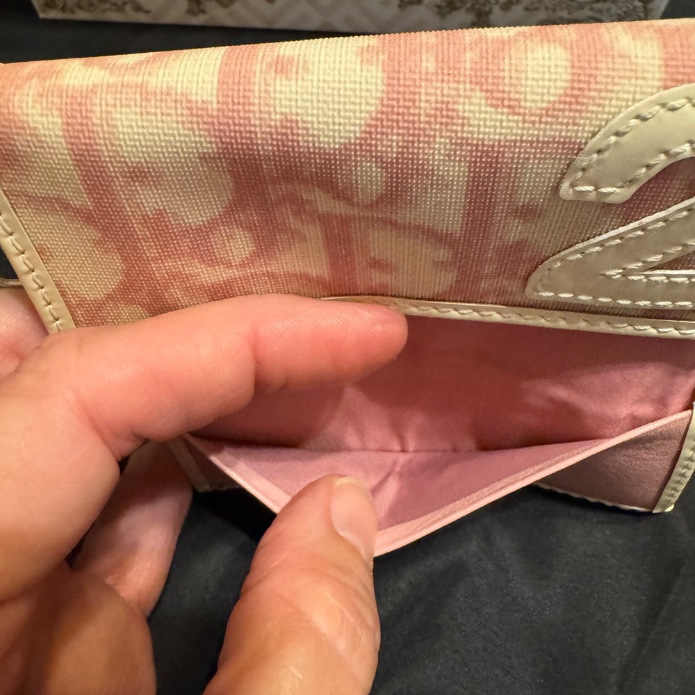 Dior Pink and Cream Canvas Key/Card Wallet - Picture 14 of 16